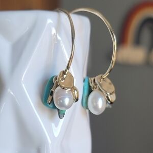 Stella & Dot Gold Hoop Earrings Multiple Charms